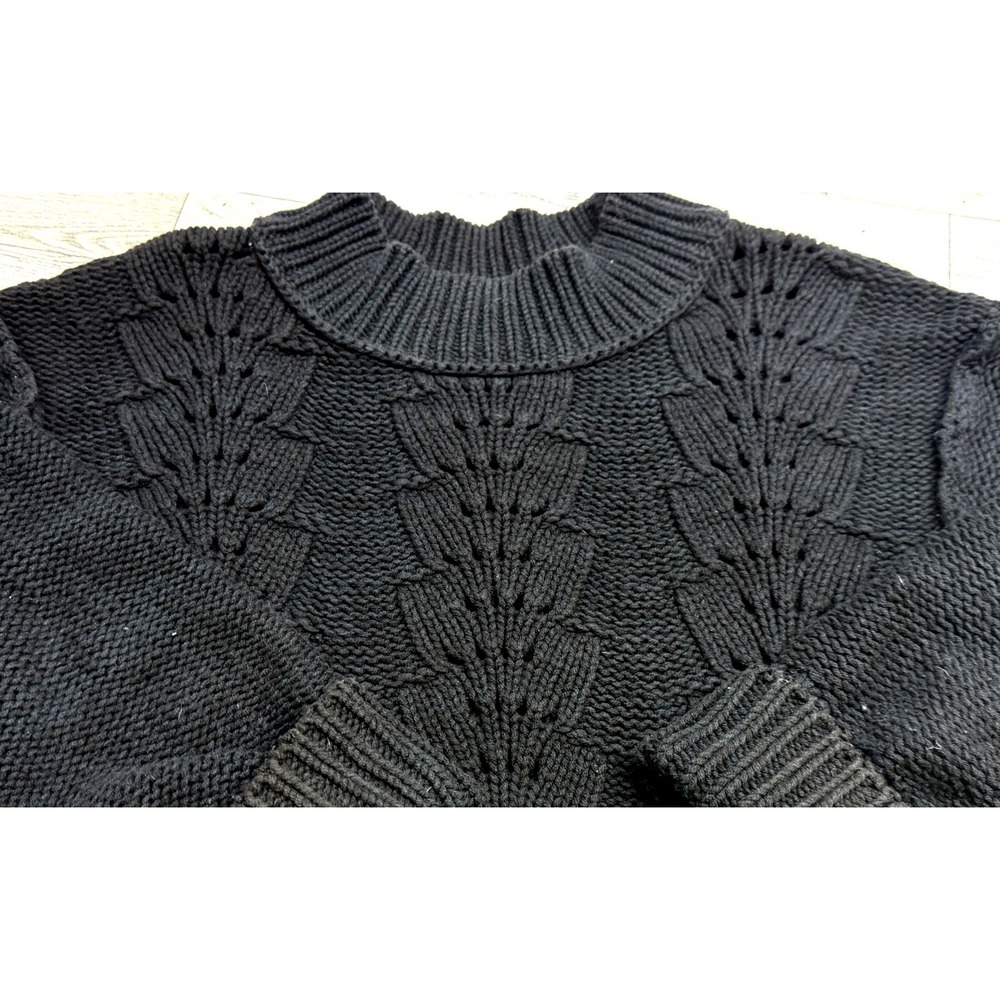 Free People Cable Knit Cropped Sweater Women's Size XSMALL Black pullover XS